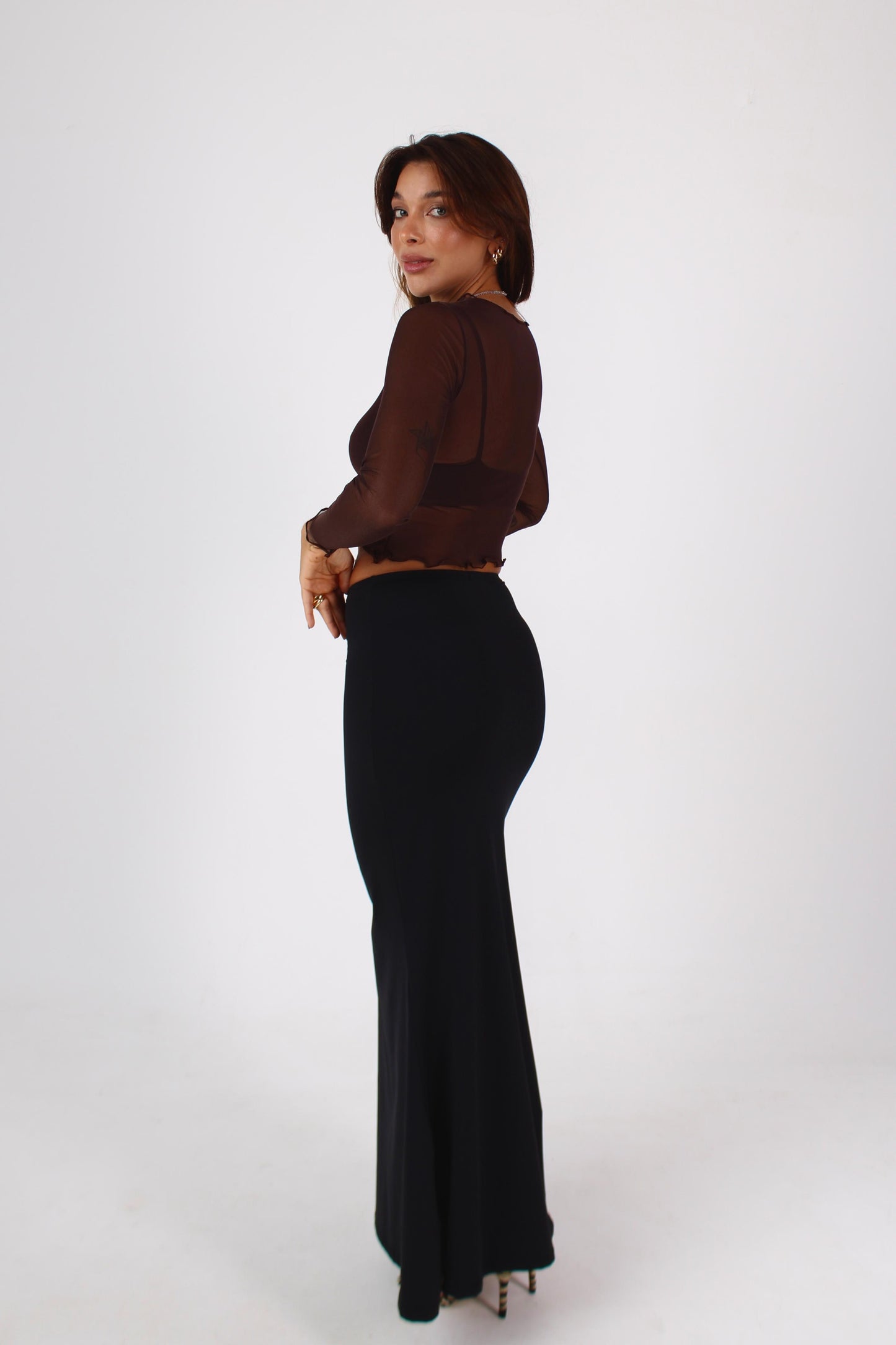 Blusa Manga Longa Tule Espresso Martini