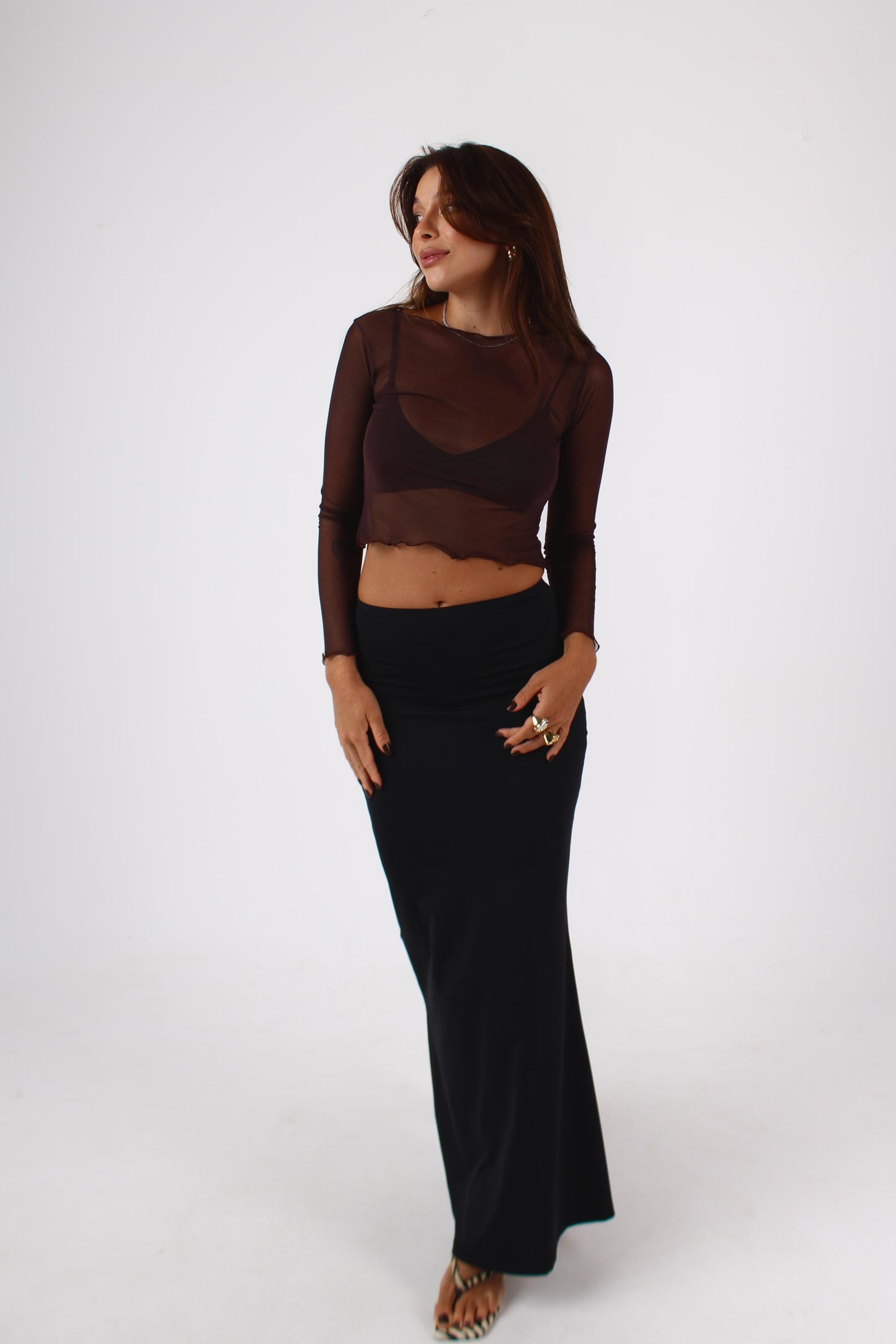 Blusa Manga Longa Tule Espresso Martini